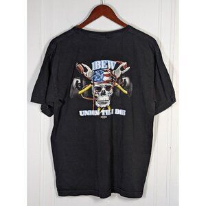 Vintage Union Made Mens Large IBEW Union Till I Die American Skull Shirt Linemen